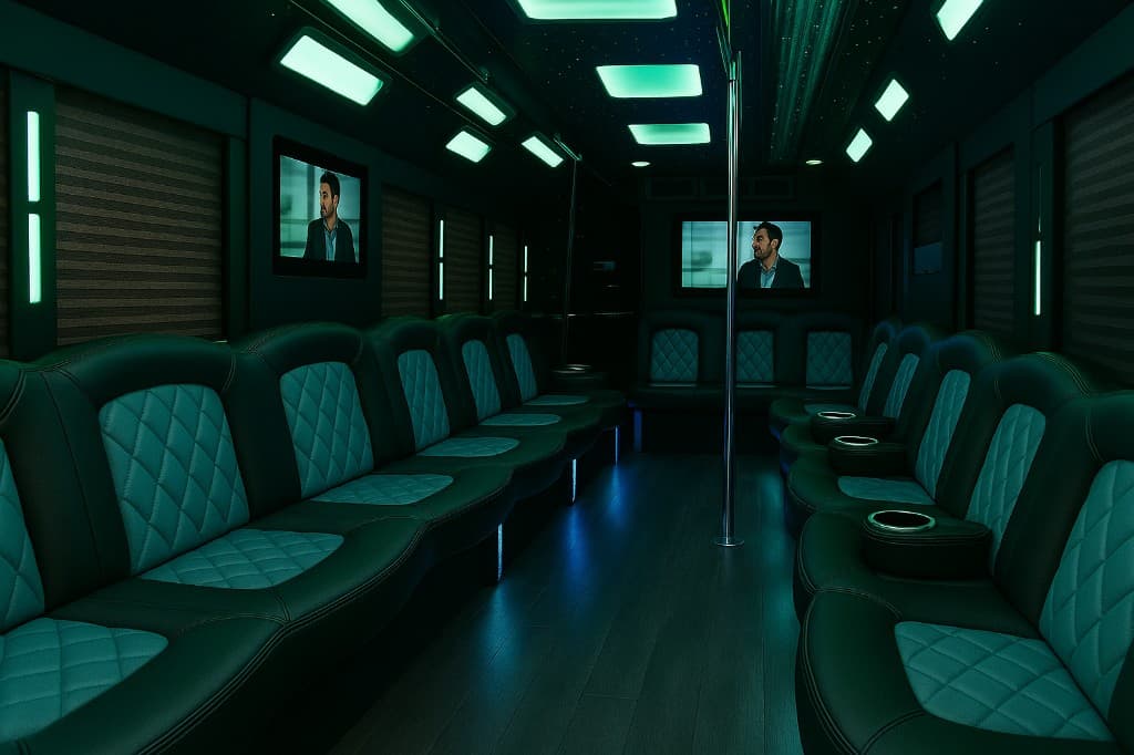 24 Passenger Party Bus interior