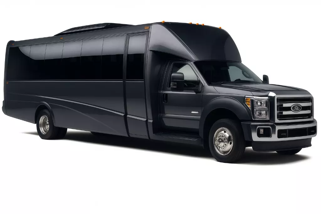 Black party bus exterior