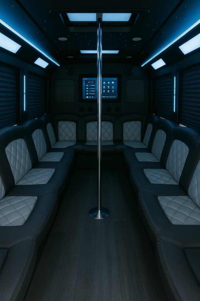 22 Passenger Party Bus interior