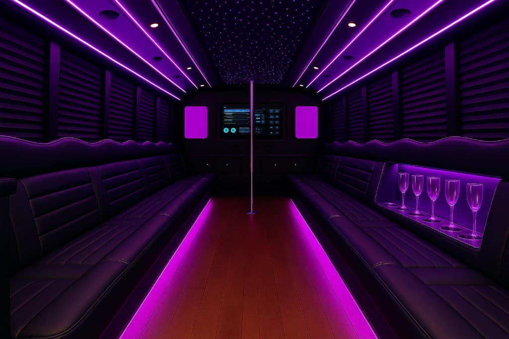 32 Passenger Party Bus interior