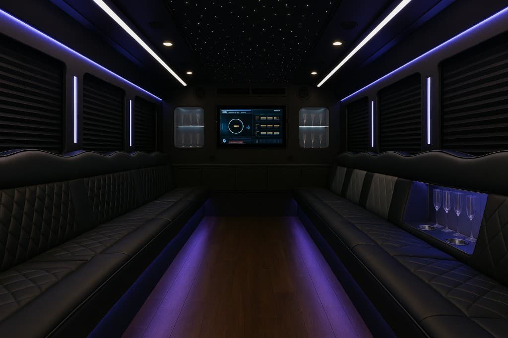 34 Passenger Party Bus interior
