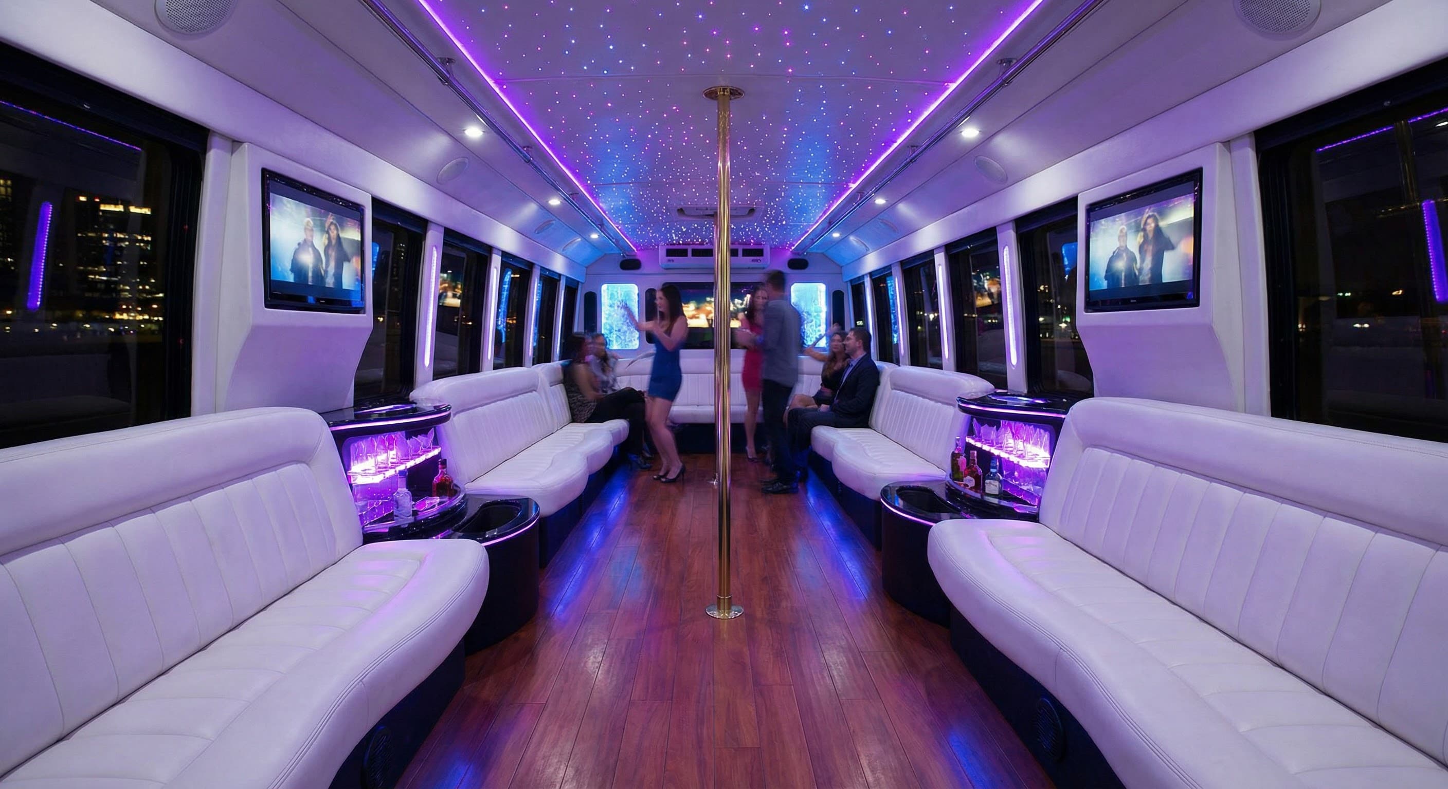 40 Passenger Party Bus interior